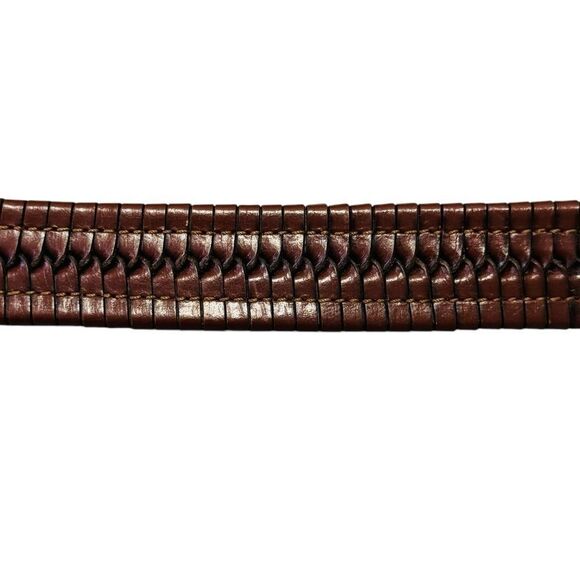 CREMIEUX Brown Woven Full Grain Cowhide Leather Belt Women's Size 38 - Picture 5 of 6
